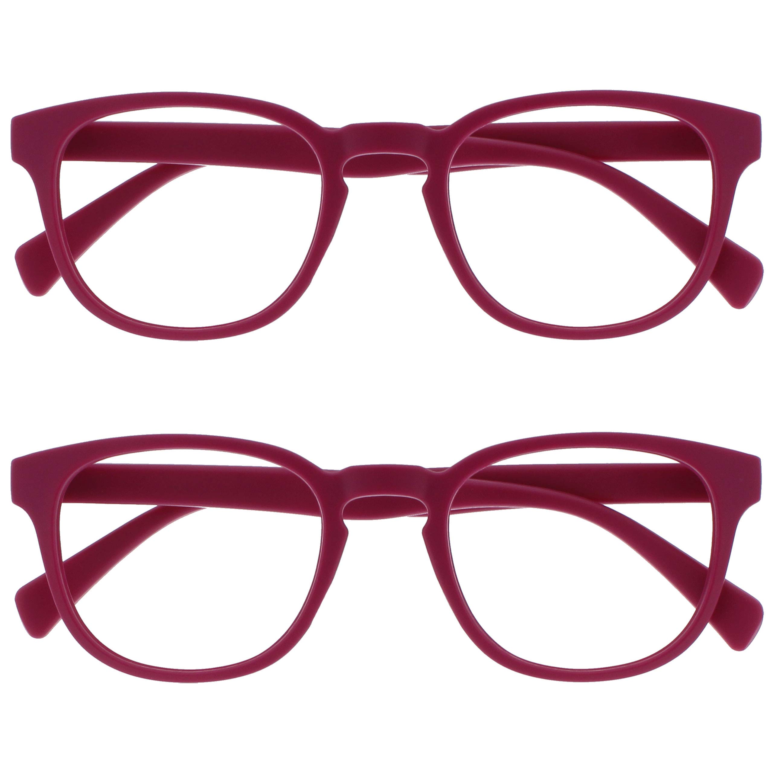 OPULIZE Pop 2 Pack Retro Round Pink Fuchsia Matte Smooth Men Women Reading Glass