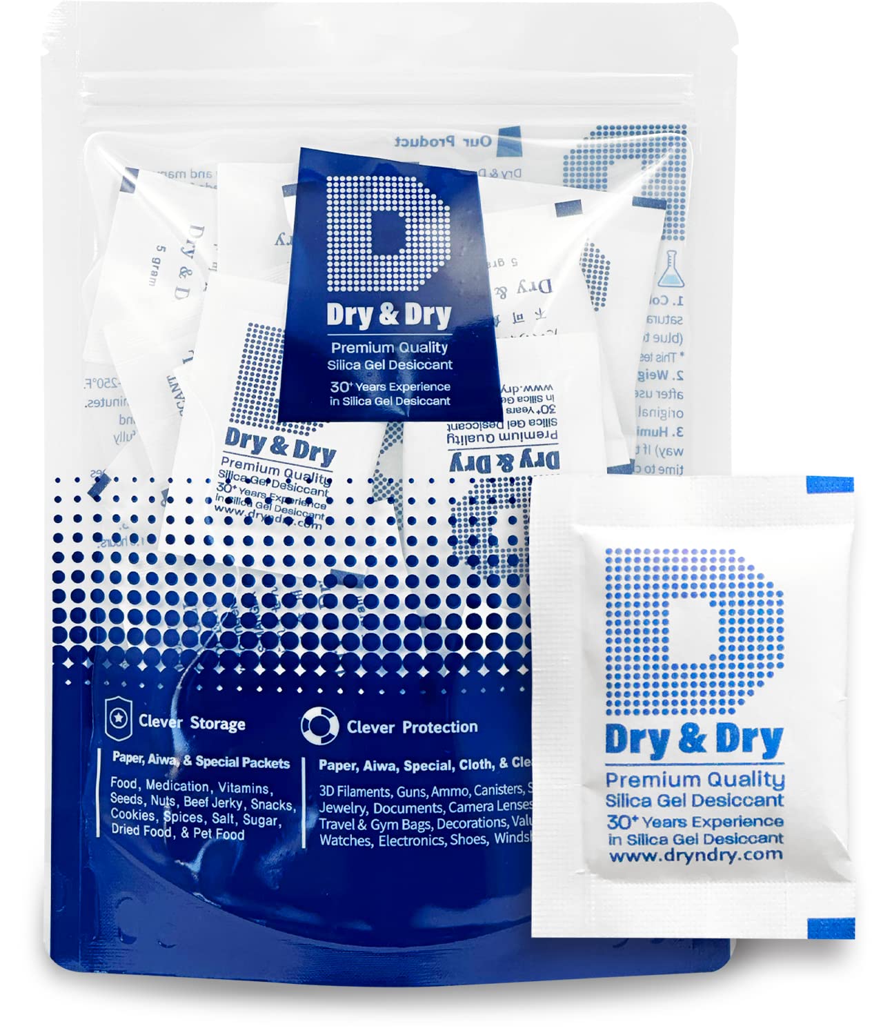 Dry & Dry 5 Gram [50 Packets] Silica Gel Packets Silica Gel Desiccants, Silica G