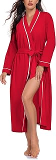 EA'S SECRET 100% Cotton Robes for Women Lightweight Long Kimono Bathrobe Soft Ladies Loungewear with Pockets