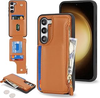 Cavor for Samsung Galaxy S23 Plus Case Wallet with Card Holder, Brown