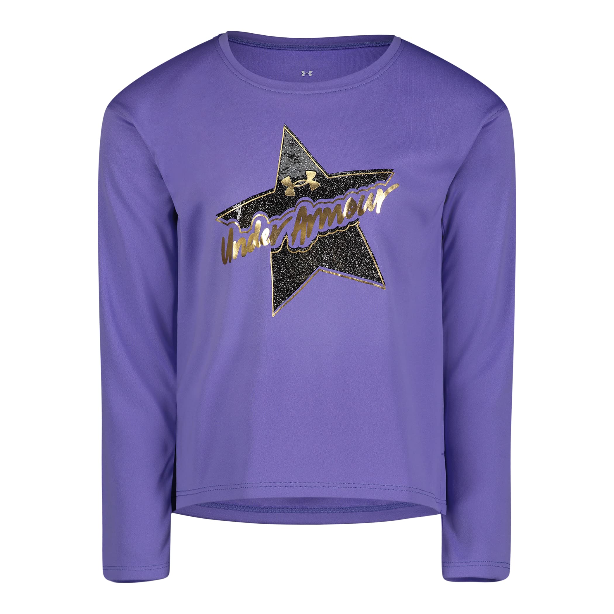 Under Armour Girls Long Sleeve Shirt Crew Neck Lightweight Breathable Purple Sto