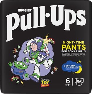 Huggies Pull-Ups, Trainers Night Nappy Pants for 2-4 Years - Size 6-7 Pull Up Nappies (36 Pants) - Extra Night Time Protection - Support for Consistent Potty Training Routines