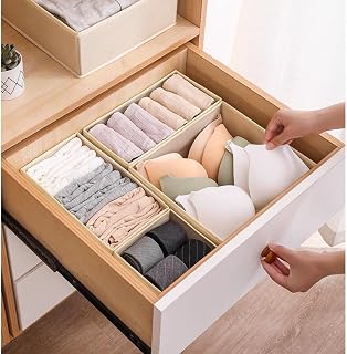 Drawer Organizer Clothes, Closet Organizer Bin, Shallow Divider, Nursery, Clothes, Baby Clothes, Socks, Underwear, Tie-Beige
