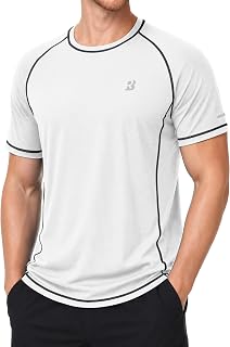 Men's Short Sleeve Swim Shirt, UPF 50+ Sun Protection Rash Guard Top