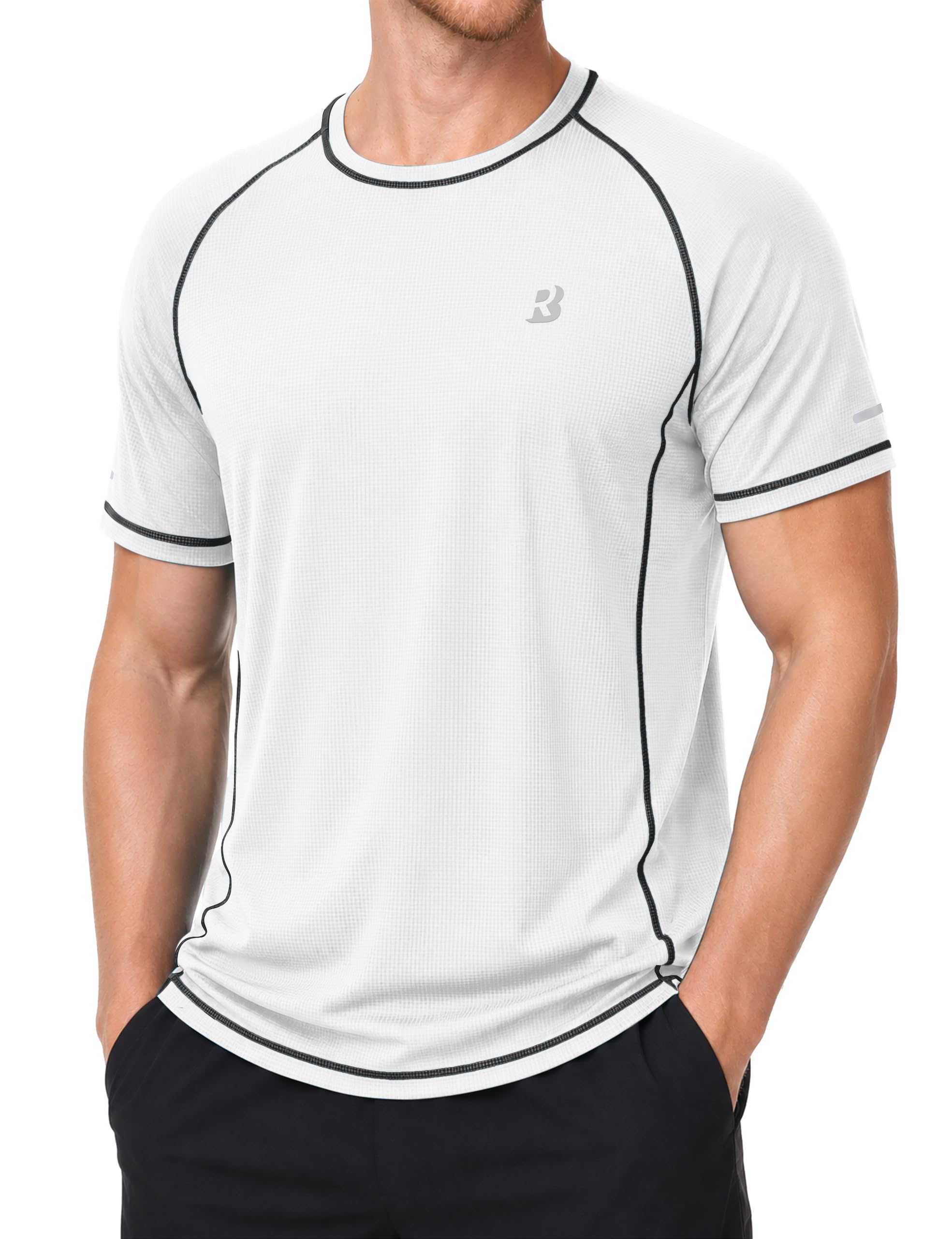 Men's Short Sleeve Swim Shirt, UPF 50+ Sun Protection Rash Guard Top