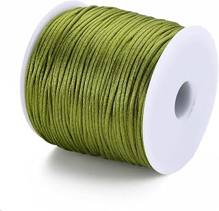 Silky Shiny Satin Nylon Cord for Jewelry Making, Beading, Bows, Trimming Wrapping, DIY Crafts, Macramé, Kumihimo, Dull Olive