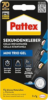 Pattex Super Glue Gel Mini Trio / Solvent Free Gel Glue / Transparent, drip-free and waterproof / 3 x 1g | Gel-Formel, flexibel, starke Klebkraft, für Gummi geeignet, für Leder & Holz geeignet