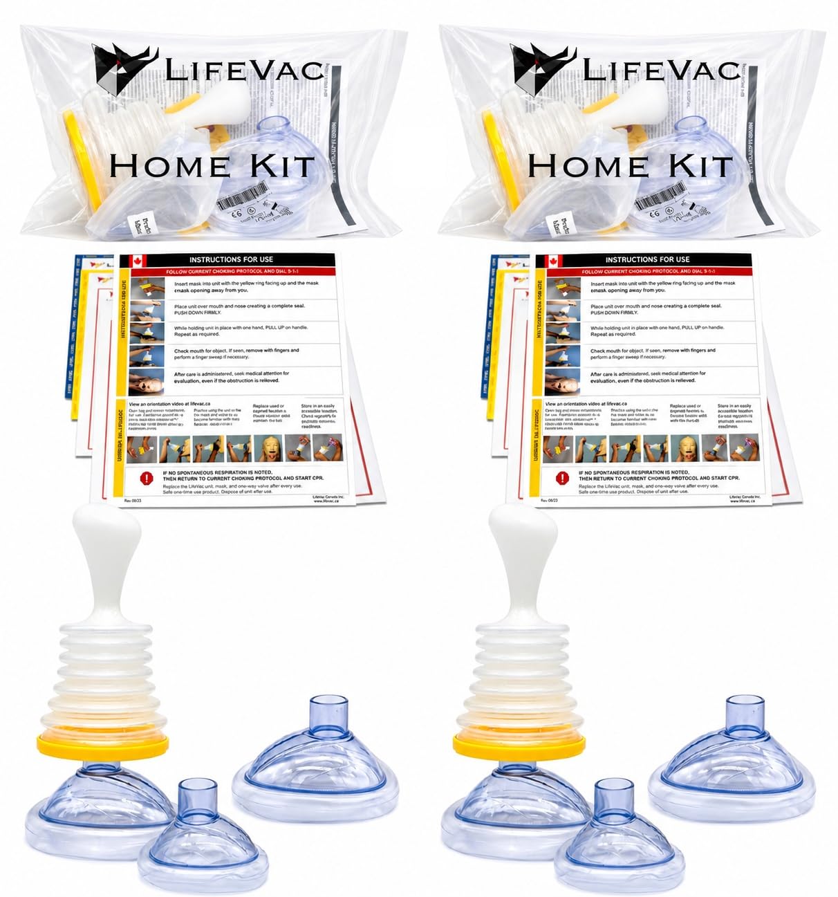 LifeVac Home Kit 2 Pack (Canadian Version) - Portable Suction Rescue Device, Fir
