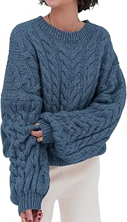 PRETTYGARDEN Women Sweaters Autumn 2024 Knitted Cable Long Sleeve Round Neck Oversized Sweater Chunky Pullover Loose Dresses