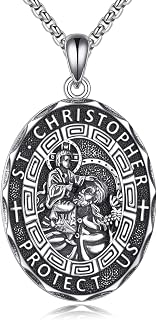 YFN Patron Saint Necklace Sterling Silver Amulet Medal Pendant Religious Jewellery Gift for Men Women