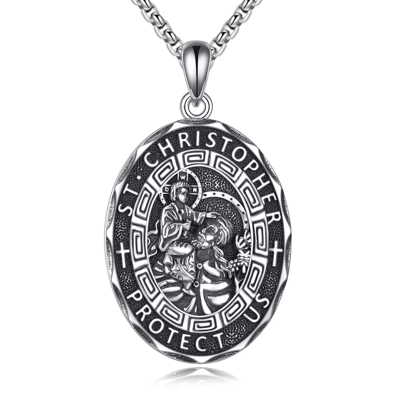 YFN Patron Saint Necklace Sterling Silver Amulet Medal Pendant Religious Jewelle