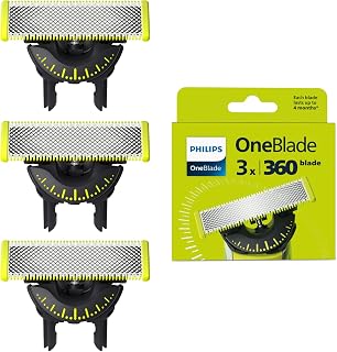 Philips OneBlade Original 360 Blade Heads, Compatible with all OneBlade and Pro Electric Shaver & Trimmers, Original from Philips, 3x One Blade, 12-Month Supply (QP430/60)