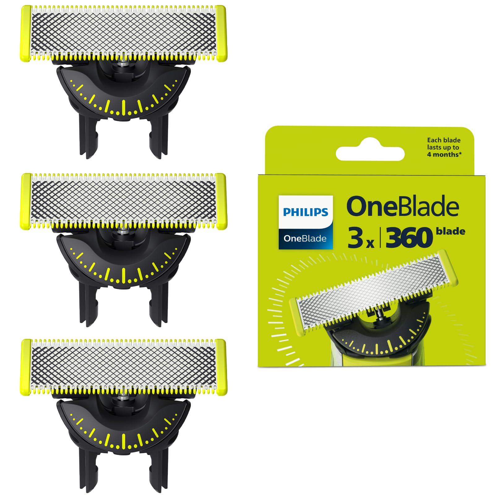 Philips OneBlade Original 360 Blade Heads, Compatible with all OneBlade and Pro 