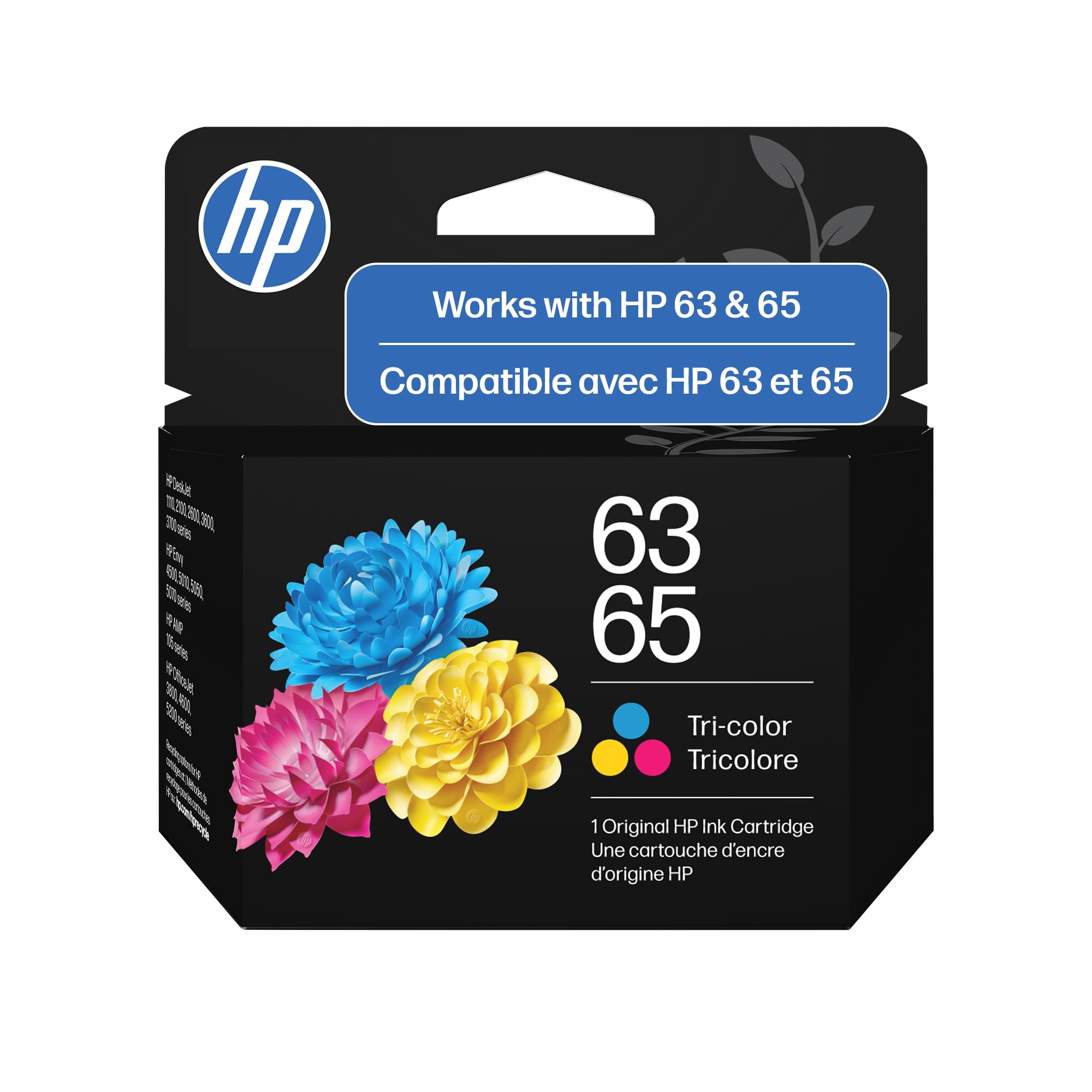 HP 63/65 Tri-Color Ink Cartridge (Replaces Both 63 & 65), Compatible with DeskJe