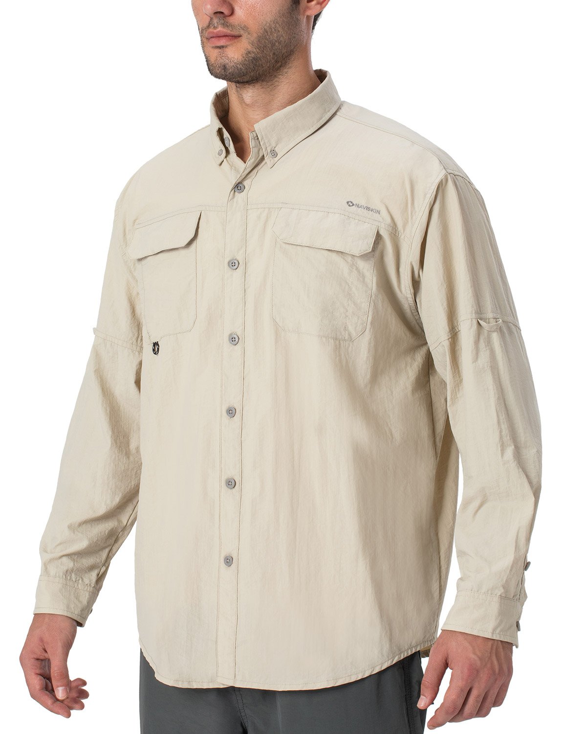 NAVISKIN Men's UPF 50+ Sun Protection Long Sleeve Fishing Shirts