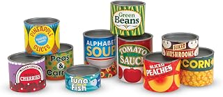Melissa & Doug 10-Piece Grocery Cans Play Food Kitchen Toy Set | 10 Pieces, Stackable Cans, Removable Plastic Lids, Pretend Play Food, Montessori Inspired, Preschool Toys for Kids, Ages 3+