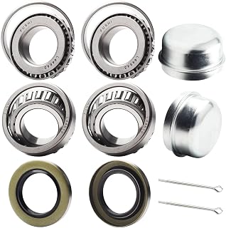 2 Sets Fit Trailer Wheel Hub Bearings L44643/L44610, 1.000" ID, 1.980" OD, 0.580" Width, Seal OD 1.980" 12192TB, Dust Protection & Holder