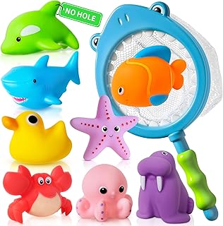 No Hole No Mould Baby Bath Toys for 1 2 3 4 Year Olds Toddler Kids - 9PCS | Mould Free Bath Toys Swimming Pool Toys Sea Animals Water Play Toys for Boys Girls