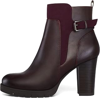 mysoft Stivaletti da donna Tacco spesso impilato con cerniera Stivaletti, Borgogna, 41 EU