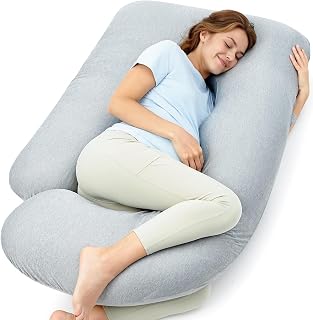 momcozy Maternity Pillow with Cooling Cover - Full Body Pregnancy U-Shaped Cushion, 145 cm, Support for Back, Belly and Legs - Pregnancy Pillow for Side Sleeper
