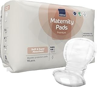 ABENA Premium Maternity Pads, Postpartum Essentials, Eco-Labelled, Extra Protection, After Birth, Breathable and Skin Friendly, Sustainable Incontinence Pads - 15PK