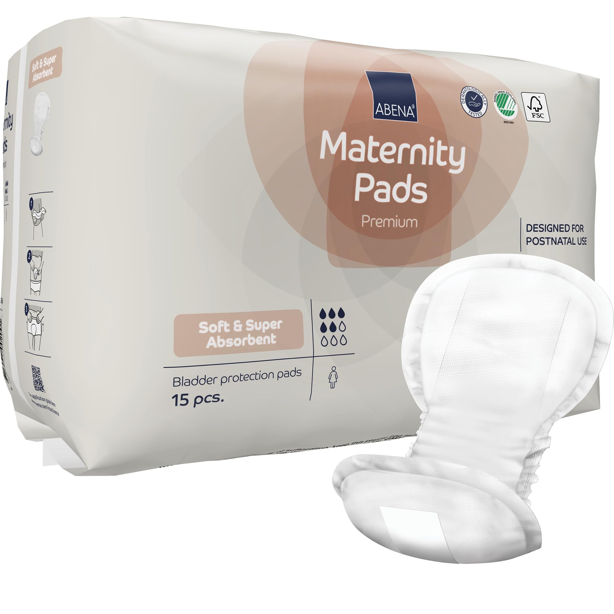 ABENA Premium Maternity Pads, Postpartum Essentials, Eco-Labelled, Extra Protect