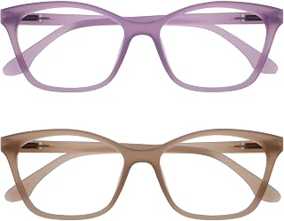 OPULIZE KAT Set of 2 Reading Glasses - Cat Eye Frame - Purple, Taupe - Men and Women - Spring Hinges - RR59-5U - +2.00