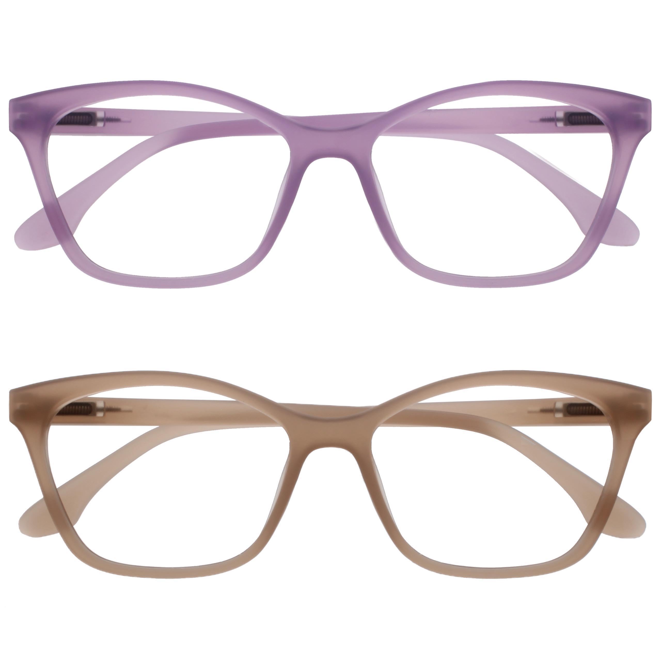 OPULIZE KAT Set of 2 Reading Glasses - Cat Eye Frame - Purple, Taupe - Men and W