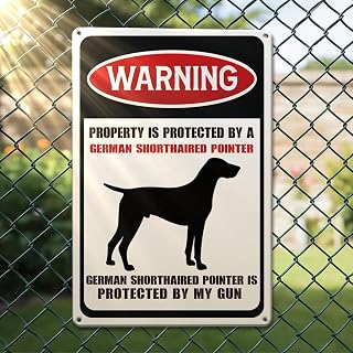 German Shorthaired Pointer Warning Metal Sign, Funny Dog Lover Gifts for Women Men, Retro Wall Decor for Garden Yard Bathroom Toilet, 17.8 x