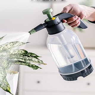 2L Plant Spray Bottle Pump Sprayer Plant Watering Can Hand-Held Misting Spray Bottle with Adjustable Nozzle (Green+Grey)