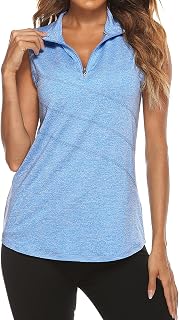 Tanst Sky Women's Zip Up Tank Top Quick Dry Workout Tops Sleeveless Golf Running Yoga Shirt