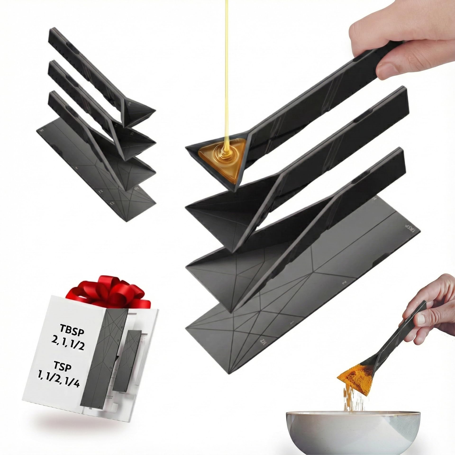 POLYGONS - Original Flat 3-in-1 Folding Measuring Spoons | 2 Spoons fold into 6 