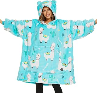 THREE POODLE Blanket Hoodie Oversize Robe Fleece Blanket Women for Children, with Hood, Ultra Soft and Warm, Sweatshirt for Women, Men and Children, Gift