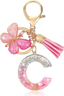 Fashion Alphabet Initial Letter Keychain Tassel Pendant Key Ring for Purse Handbags Women Girl