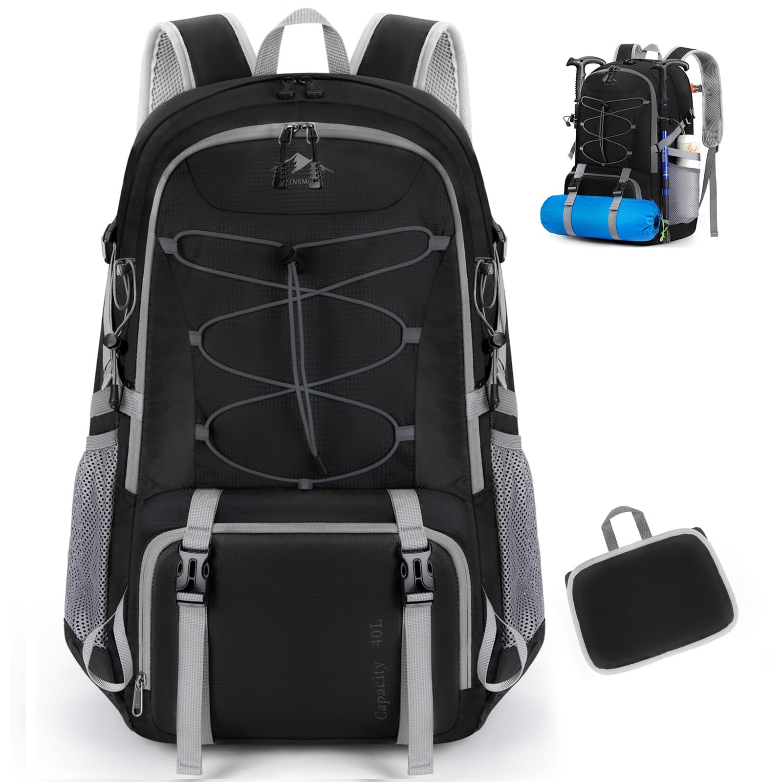 RAINSMORE Hiking Backpack 40 Litres Backpack Trekking Backpack Foldable Ultralig