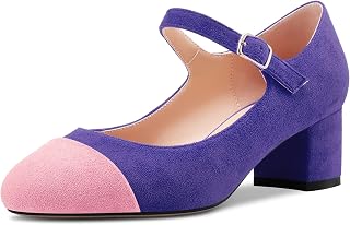 Castamere Women's Chunky Mid Width Round Heel Pointed Mary Jane Pumps Wedding Office Casual 5 CM Heels