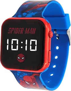 Marvel Spider-Man LED Digital Watch for Kids, Touch-Activated Display, Adjustable Strap, Officially Licensed Spider-Man Character Watch, Red & Blue - SPD4979AC