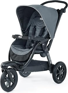 Chicco Activ3 All-Terrain Jogging Stroller w/Adjustable Suspension | Click-In Attachment for Chicco Infant Car Seats, Swivel Lock, UPF 50+ Canopy, 1-Hand Fold, Storage Basket, Grey