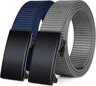 WONDAY Ratchet Belts for Men, 2 Pack Nylon No-Hole Adjustable