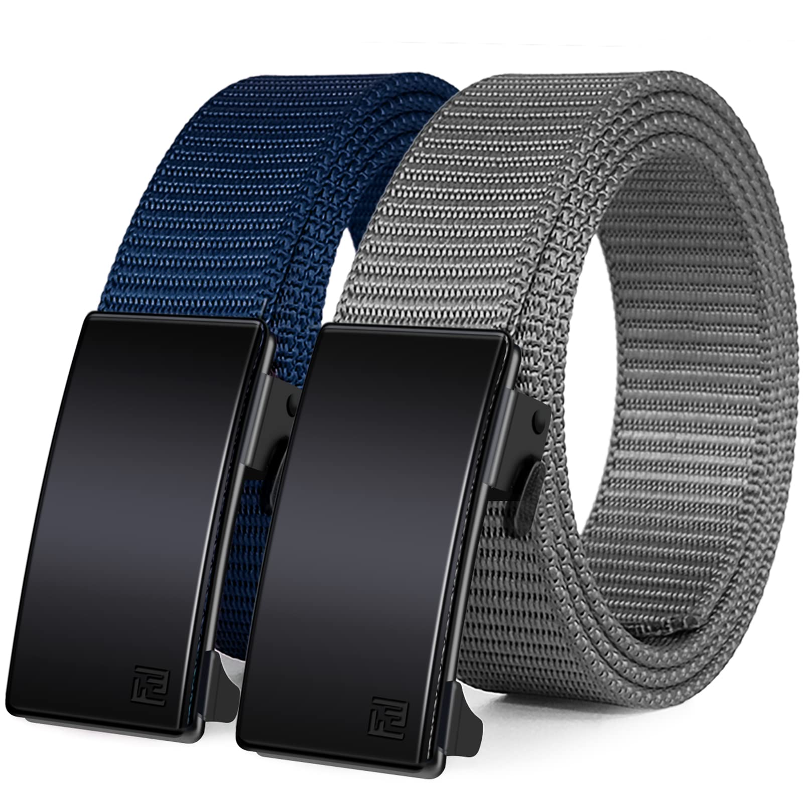 WONDAY Ratchet Belts for Men, 2 Pack Nylon No-Hole Adjustable