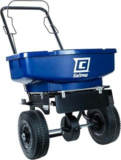 CHAPIN 88000A SaltPro 80 lb Salt Spreader, Walk-Behind, Ice Melt, 10" Tires | Rain and snow cover included; adjustable side baffles and gate control help direct material where needed