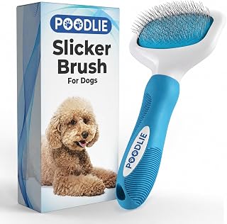 Poodle Pet Slicker Brush for Dogs, Cats - For Long & Short Haired Breeds | For Deshedding, Removing Matted Loose Fur, Undercoat & Knots - For Rabbit, Cat, Doodle/Goldendoodle Dog Grooming and Shedding