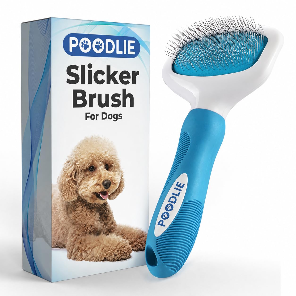 Poodle Pet Slicker Brush for Dogs, Cats - For Long & Short Haired Breeds | For D