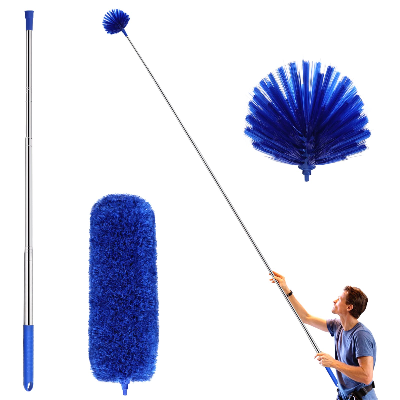 Cobweb Duster with ExtensionPole,Dusters for Cleaning with 2 DusterHeads | Washa