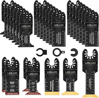 LEILUO 32 Pcs Titanium Multi Tool Blades Set, Multitool Blades Wood Metal | Oscillating saw blade set, Japanese teeth, cuts wood nails drywall, compatible with DeWalt Makita Milwaukee & More