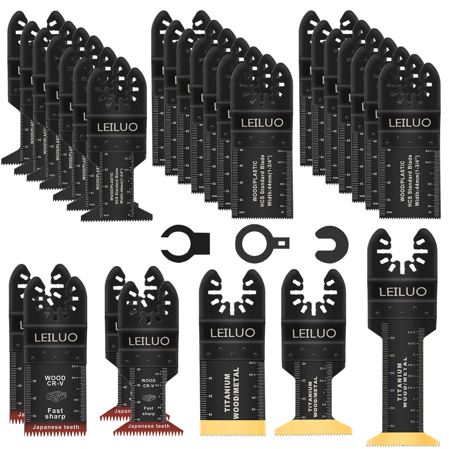 LEILUO 32 Pcs Titanium Multi Tool Blades Set, Multitool Blades Wood Metal | Osci
