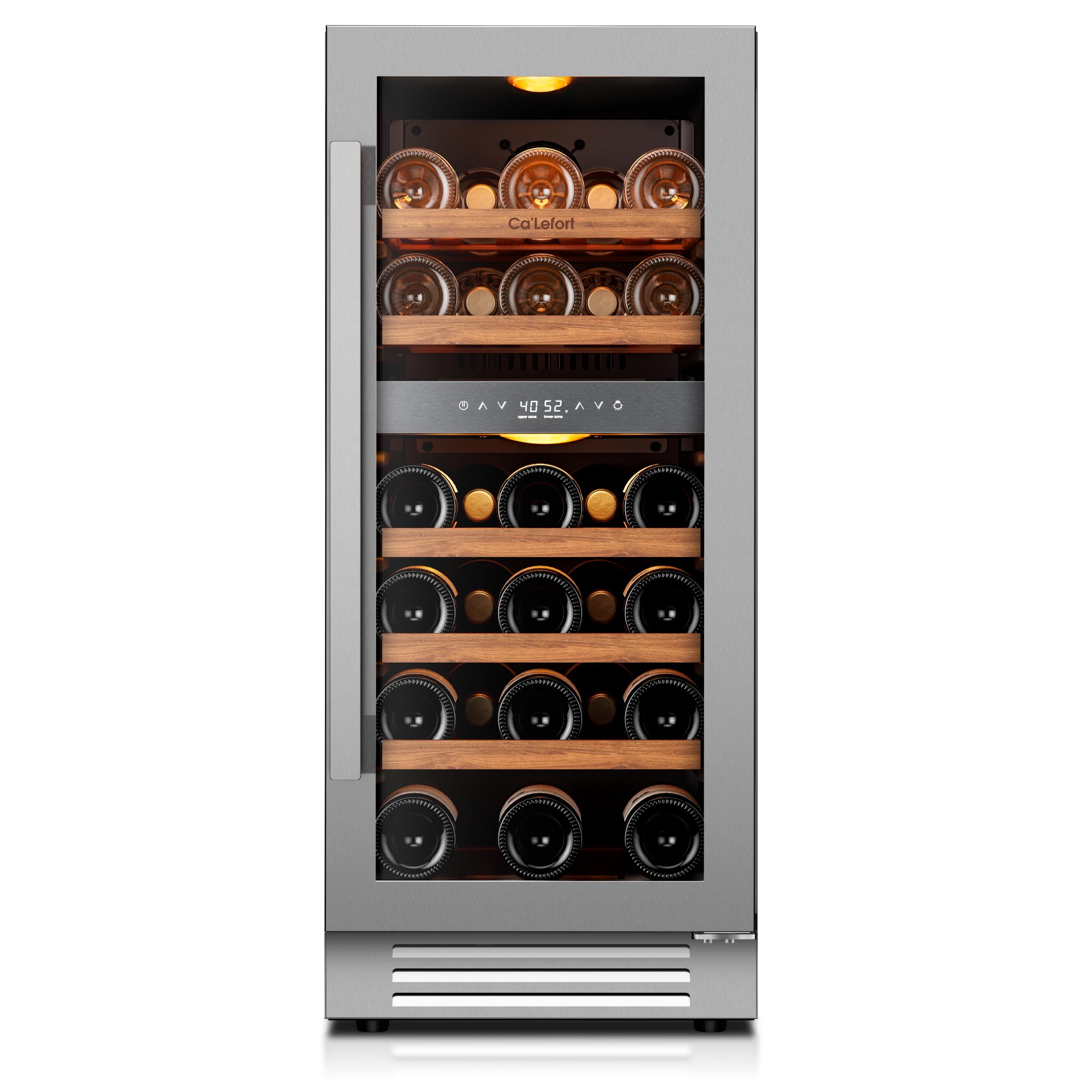 Ca'Lefort 15 Inch Wine Fridge, 28-Bottle Dual Zone Wine Cooler Refrigerator | 40