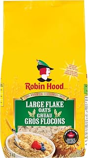 Robin Hood Whole Grain Large Flake Oats, 1 Kg (Pack of 1) | 100% Canadian Oatmeal made with whole grains. Natural with no preservatives and a source of fibre and iron