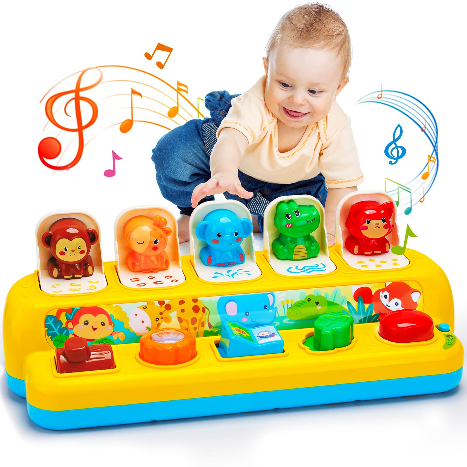 Baby Pop Up Toys with Music & Light Montessori Toys for 1 Year Old Boy Girl | In