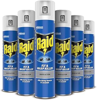 Raid Rapid Action Fly & Wasp Killer, Fly Killer Spray For Indoor Use, Pack of 6 (6 x 300ml)